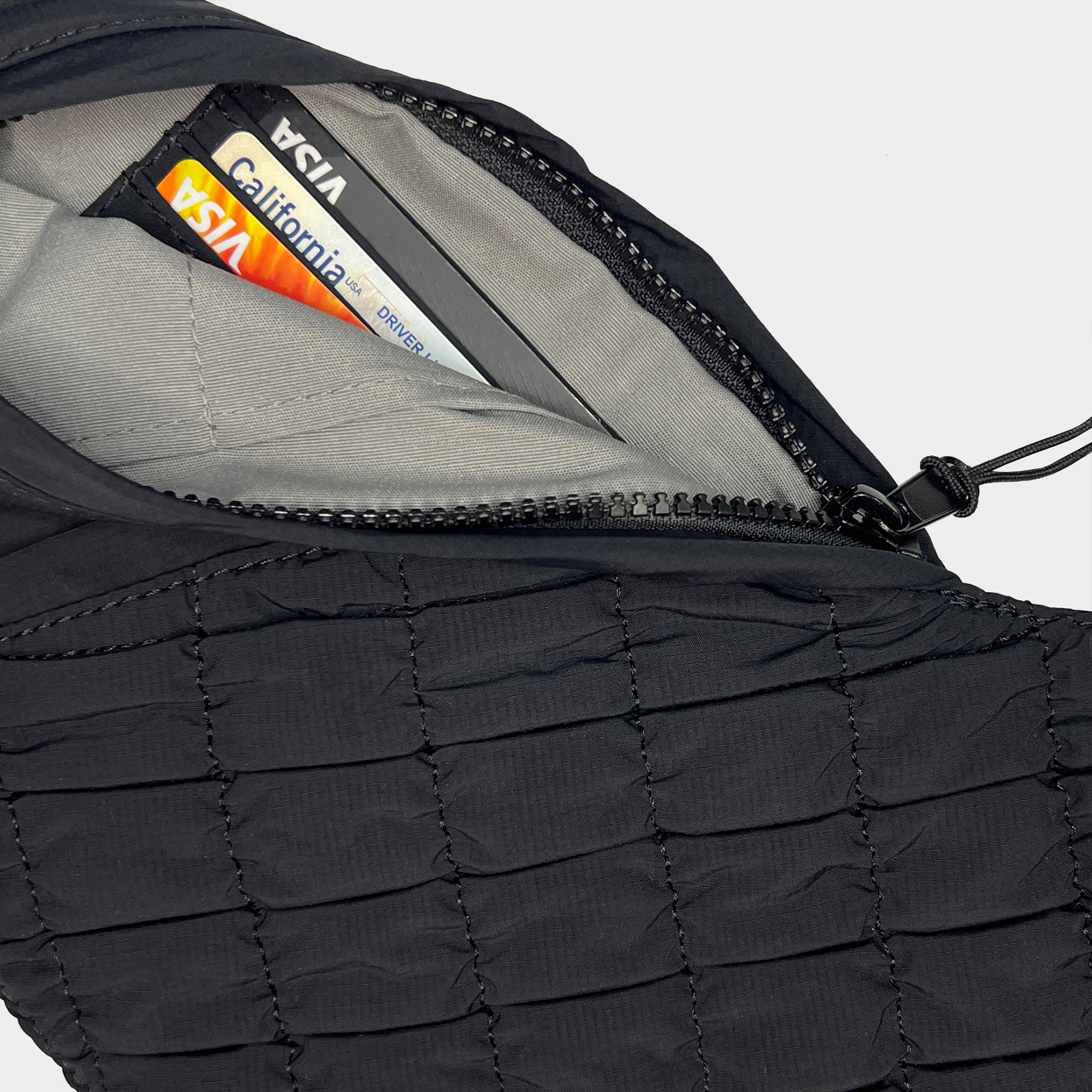 Black Quilted Nylon Sash Bag