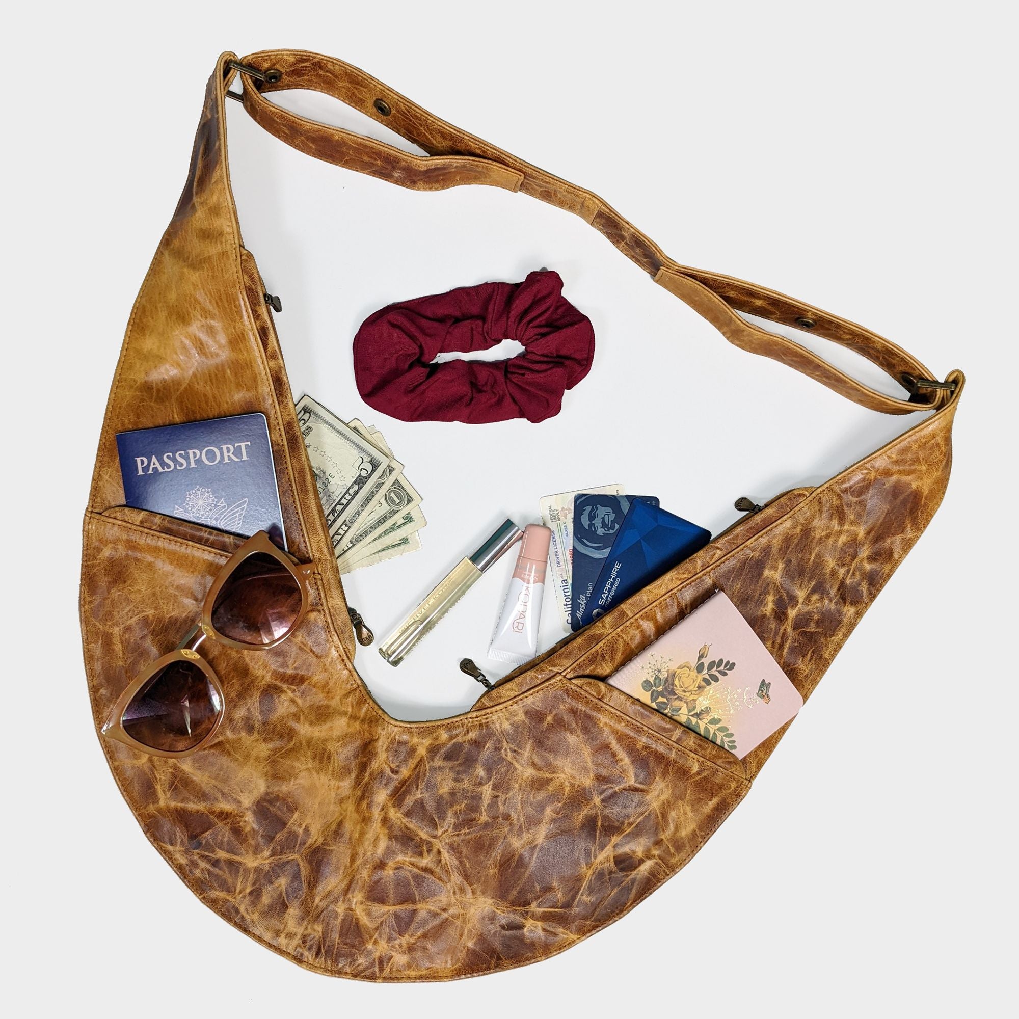 (LIVE) Honey Marbled Leather Half Sash Bag